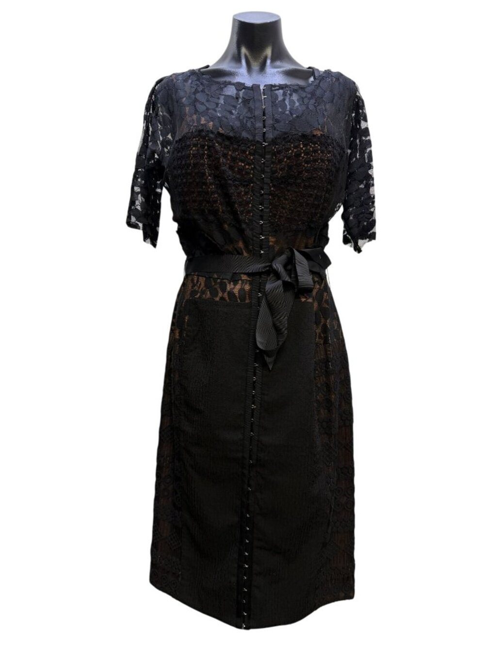 Beguile By Byron Lars Lace Tie Belted Dress Black Size 12